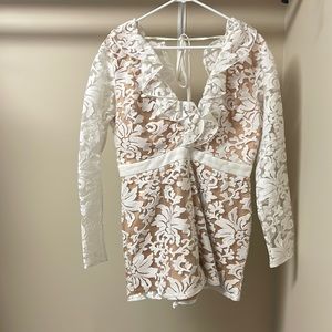 Missguided white romper with sleeves